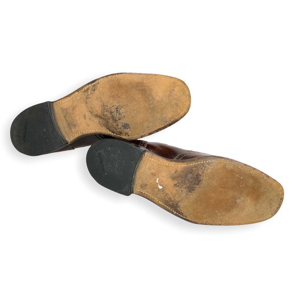 10 Vintage Johnston & Murphy Windsor Brown Leather Wingtip Tassel Loafer Shoes - Picture 8 of 10